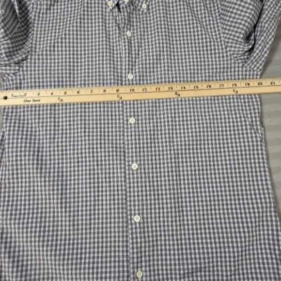 Ermenegildo Zegna Shirt Mens Medium Blue Brown Check Plaid Button Down Casual - Picture 8 of 10